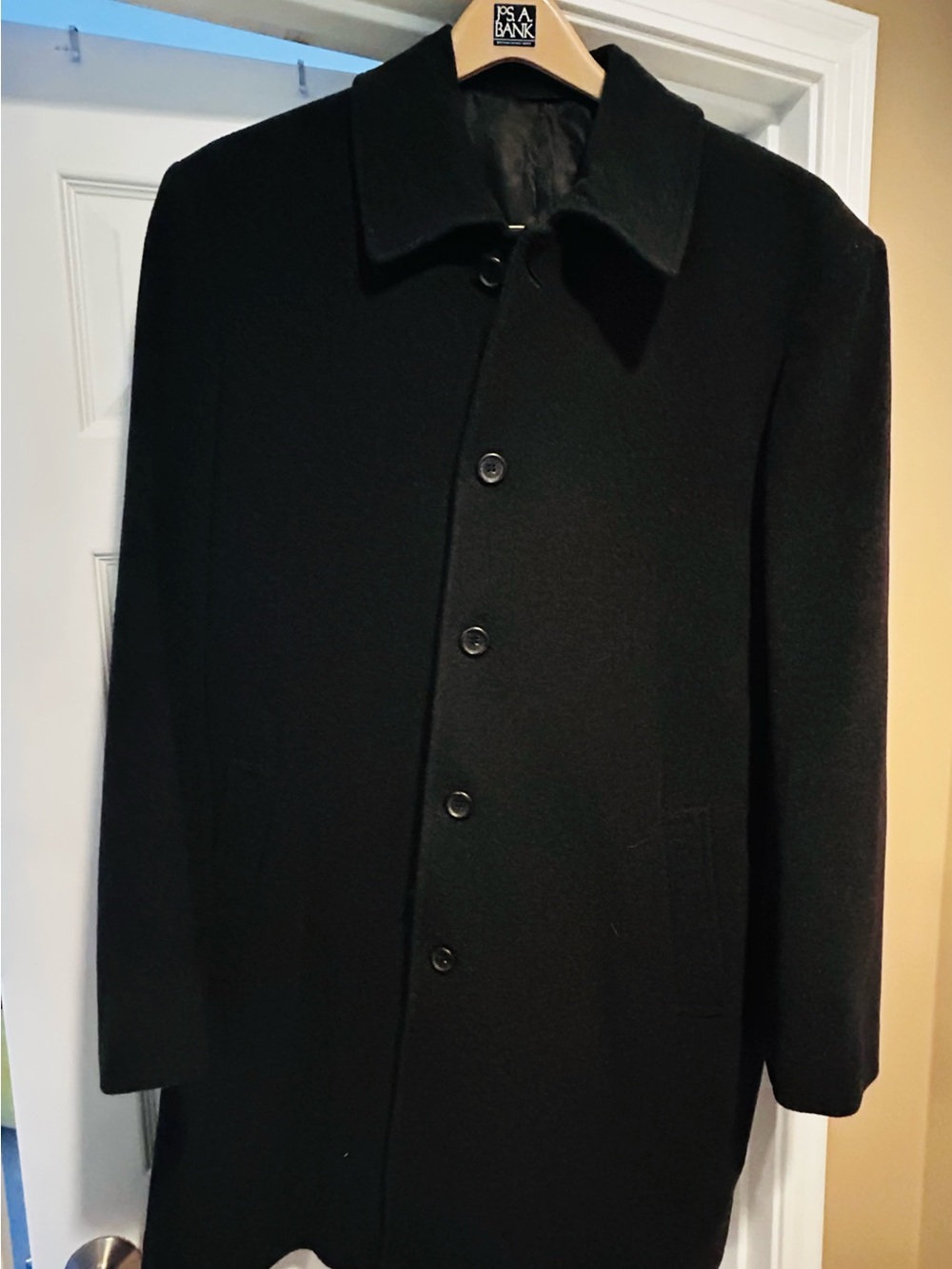 Men's Charcoal Overcoat - Classic Button Front